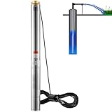 VEVOR Tiefbrunnen-Tauchpumpe, 1100 W, 230 V, 50 Hz, 7,1 m³/h max. Durchfluss, 105 m max. Förderhöhe mit 19,4 m Stromkabel, Edelstahl-Wasserpumpen für industrielle Bewässerung und den Heimgebrauch