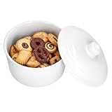 MamboCat Anna Gebäckdose mit Deckel I 960ml I runde weiße Keksbox I Vorratsdose aus Porzellan für Gebäck, Pralinen & Kekse I elegante Aufbewahrung für den Alltag, Feiern, Weihnachten & Co.