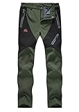 donhobo Damen Gefüttert Winterhose Wasserdicht Winddicht Atmungsaktiv Warm Verdickte Softshellhose Frühling Herbst Wanderhose Outdoorhose Grün M