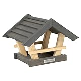 VOSS.garden Vogelhaus Kullen, schwarz braun, Holzdach, Futterhäuschen zum hinhängen