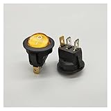 DMDXTIXM Wippschalter 1pcs 20mm KCd1 Led Schiffstyp Schalter 20A 12V Lampe Netzschalter Lift Auto Taste Licht EIN/aus 3-poliger kreisförmiger Wippschalter(Yellow,220V)