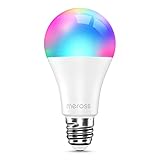 meross Smart LED Lampe, WLAN dimmbare Glühbirne intelligente Mehrfarbige Birne Äquivalent 60W E27 2700K-6500K kompatibel mit Alexa, Google Home und SmartThings, Warmweiß, Rgbcw