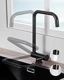 Sofetiy Wasserhahn Küche Schwarz, Vorfenster Küchenarmaturen Schwarz, 360°Armatur Küche Schwarz Matt, Mischbatterie Küche Klappbar, Spültischarmatur Edelstahl, Spülarmatur mit 2 Strahlarten, Faucet