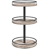 HOOBRO Gewürzregal, Küchenregal, 3-stufiger drehbarer Gewürzständer, Küchen-Organizer, Gewürzhalter, für Küchentheke, Schminktisch, Esstisch, rustikales Greige und Schwarz EBG09TL01