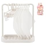 WALLFID Puppenkleiderschrank mit Ständer – Mini Kleiderschrank für 10/15/20cm Plüschpuppen – Set mit Puppenkleiderbügeln, Haken & Staubbeuteln zur Aufbewahrung und Präsentation von Puppenkleidung