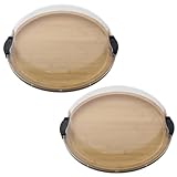 Tablett mit Haube - 2 Stück Holzteller Rund, Wurstbrett, Aperitifschale, Pizzabrett, Fleischteller, tragbare Snackboxs für Obst, Snacks & Gemüses, Käsebrett Organizer für Küche Parties Reisen Picknick