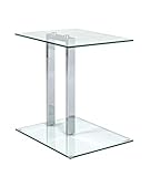 HAKU Möbel Beistelltisch Chrom, Metall, Sicherheitsglas 8 mm - Maße: B 45 cm x H 50 cm x T 35 cm, Style: Modern