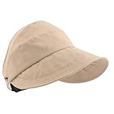 Pferdeschwanz-Hut für Damen, Baseball-Sonnenhut, UV-Schutz, verstellbare breite Krempe, Kopfbedeckung für Damen, Radfahren, Angeln, Camping, Khaki