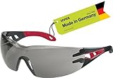 Uvex pheos - Schutzbrille - sportliche Sicherheitsbrille mit 100% UV-Schutz - metallfrei, Anti-Beschlag & kratzfest - schwarz/rot, grau 23%