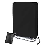 Fachmach Gartenstühle Abdeckung Gartenmöbel Schutzhülle UV-Beständig Winddicht für Klappstühle Deckchair Liegestuhl Klappbar, Inklusive Oxford Tragetasche (Schwarz)