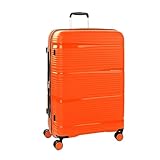 Roncato R-Lite Hartschalen-Trolley, erweiterbar, groß, 4 Rollen mit TSA, Orange, Großer Trolley mit 4 drehbaren Doppelrollen und TSA Verschluss