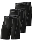 Runhit 3er Pack Herren Kompressionsshorts - Base Layer Sport Unterhosen Funktionsunterwäsche Tight Kompressionshose Kurz Laufunterwäsche Radlerhose M