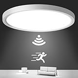 Oraymin Lampe Deckenlampe mit Bewegungsmelder Innen, 24W 2400LM Rund Deckenlampe mit Bewegungssensor Innen, Ø30CM Ultra Dünn 4000K LED Deckenleuchte Sensor als Flur/Balkon