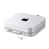 SATECHI USB-C Hub – Typ-C Aluminium Ständer & Hub – USB-C Datenport, Micro/SD Kartenleser, USB 3.0 & Kopfhöreranschluss – Für M2/M1 Mac Mini, Mac Studio, 2020 & 2018 Mac Mini (Silber)