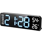 Digitaler Wecker, LED Digitaluhr mit Temperaturanzeige mit 2 Alarmen USB Wiederaufladbar 3 Helligkeit und Lautstärke Regelbar, 12/24 Stunden