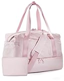 BAGSMART Sporttasche Weekender Reisetasche Damen groß, Kliniktasche Geburt Mit Schuhfach & Mit Kulturtasche Carry On Handgepäck Tasche, Leichtes und Weiches Nylongewebe Yogamatten-Schnalle, Rosa
