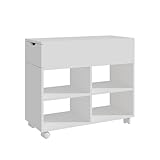 Relaxdays Rollcontainer, 5 Fächer, Schublade, HxBxT: 61 x 70 x 30 cm, offen, schmaler Aktenschrank auf Rollen, weiß