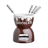 BUTLERS Schokoladenfondue Set Keramik 480 ml 4 Edelstahl Gabeln –CHOCOLATE LOVE– Schoko Fondue Teelicht Käse und Schokoladenschmelzer | Schmelztopf ideal für Obst, Kekse, Weihnachtsplätzchen