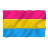 caits Mehrfarbige Flaggen 3x5 FT, Bi Pride Flag Fade Proof Pansexual Flag mit Farbstoff-Sublimation, Großes Pan Pride Banner für Innen- und Außendekoration, Parade