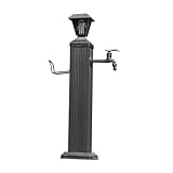 Generisch Wasserzapfsäule Garten, Frostsicherer Edelstahl mit Solarlicht, Wasserverteiler mit Schlauchhalter für Bewässerung und Waschen, 14 * 75cm