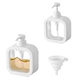 yolzhxe 2 Stück Seifenspender, 500 ml Kunststoff Pumpspender mit Trichter, Klein Durchsichtig Soap Dispenser, Weiß Wiederverwendbar Lotionspender für Bad Küche Shampoo Dusche Conditioner Lotions