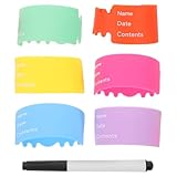 MERRYHAPY Wiederverwendbare Beschreibbare Silikon-babyflaschenetiketten Inklusive Stift Hitzeisolierende Flaschenschutzhüllen in Farben für Kita und Zuhause