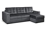MEBLE-LUX - Universal Ecksofa mit Schlaffunktion und 2 Bettkasten LARO I 242cm Breit Sofa L Form I Eckcouch mit Schlaffunktion I Universal Ecke (Rechts oder Links) I Sofa Grau