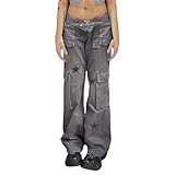 Hohe Taille Damen Jeans Straight Leg Skinny Fit Stretch Jeanshose Geschnitten Schlank Jogginghose Oversized Straight Leg Frauen Schlupfjeans Passform für Wandern (Grey, S)