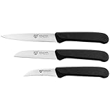 GRÄWE Obstmesser & Gemüsemesser, 3er Set, kleines Küchenmesser-Set, Schälmesser, Edelstahl, schwarz, super scharf geschliffen
