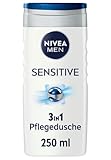 NIVEA MEN Sensitive Duschgel (250 ml), pH-hautneutrale Pflegedusche für empfindliche Haut, Männer Duschgel mit Bambusextrakt für Körper, Gesicht und Haar