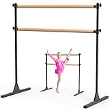 BeneLabel Ballettstange Freistehend, 10 Höhenverstellbare Schwerlast Holz Tanzbar für Kinder Erwachsene Zuhause Workout Fitness Yoga Stretchstange, 120 x 71cm/Schwarz