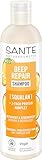 SANTE Naturkosmetik Deep Repair Shampoo Squalan + 3-Fach Protein Komplex, veganes Pflegeshampoo für geschmeidiges und glänzendes Haar, repariert trockenes, strapaziertes Haar, 250 ml