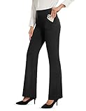 Desol Damen Bootcut Flare Yogahose, Lange Schlaghose mit 4 Taschen, Sporthose, Hohe Taille Stretch Freizeit Jogginghose Arbeitshose Ausgestellte