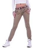 Chino Hose Damen Stoffhose Hüfthose Chinos Business Hosen Stretch Sexy Hüfthosen Straight Leg Gerader Schnitt Beige M 38