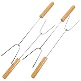 SHINEOFI 4 Stück Teiliges Edelstahl Kabob Grillspieße mit Langlebigem Holzgriff Hitzebeständig Wiederverwendbar und Leicht zu Reinigen für Camping Bbq und Fleischspieße für Grillpartys