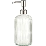 Plomkeest Glass Soap Dispenser 14 Unzen Klarglas Jar Soap Dispenser mit rostfreiem Edelstahlpumpe Flüssigseifenspender für Badezimmer, Küche, Dekor Ideal für Lotionen