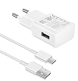 USB Ladegerät Stecker, Schnellladegerät Netzteil mit USB C Kabel kompatibel mit Samsung Galaxy A52,A52S,A53,A33,S21,S20 FE,S10,S9,S8 Plus,Z Flip3,Z Fold3,M53 5G, und andere Smartphones (Weiß)