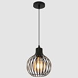 Osairous Pendelleuchte Schwarz Vintage, E27 Lampenschirm Hängelampe, Metalle Deckenlampe Hängend, Ø15cm Hängelampe Küche Esstisch