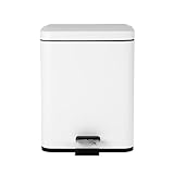 Beldray Mülleimer mit zwei Fächern – Rechteckiger Mülleimer, 5 Liter, Herausnehmbare Inneneimer, Fußpedal, Großer Abfalleimer, Für Büro, Bad, Schlafzimmer, Weiß