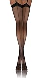 sesto senso Strapsstrümpfe mit Naht hinten muster 20 Den Strumpfhose mit Strumpfhalter Strapse Strümpfe zum Anstrapsen PDP_02 3/4 M-L Schwarz