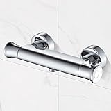 Namuoto Duscharmatur mit Thermostat mit 38℃ Sicherheitstaste Duschthermostat Mischbatterie Dusche, Thermostat-Brausebatterie, 59 Messing, VerbrüHungsschutz, Chrom
