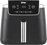 Ninja PRO Air Fryer Heißluftfritteuse, 4,7L Airfryer, Einzelkorb-Heißluftfritteuse, 4-in-1, für 1-2 Portionen, Digital, Kochen aus dem Gefrorenen, Antihaft-Schublade & Crisper Korb, Schwarz AF140EU