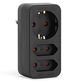 Aigostar Steckdosenadapter 3-Fach mit Kindersicherung Mehrfachsteckdose Tragbar für Steckdose (Schwarz)