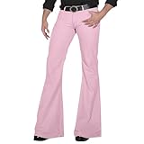 60er 70er Jahre Schlaghose Herren Disco – Retro-Schlaghose, Glockenhose, schmale Passform, Party, ausgestellte Hose, modische Verkleidungen, Kostüme mit Taschen, einfarbig, ausgestellte Hose