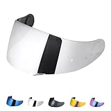 Motorradhelm Visier für GT Air Neotec CNS-1 TC-5 TC-9 GT Air 2,Helmvisier Motorrad Windschutz Helm Objektiv Visier Vollgesichts,Helmvisiere Zubehör Ersatz（Silber）