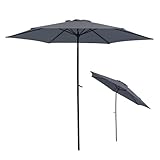 Thanaddo Sonnenschirm Ø300 cm, Sonnenschutz UPF 50+ Strandschirm, beidseitig um 30° knickbar, windfest stabil Gartenschirm für Balkon, Garten, Terrasse, Strand, Outdoor, ohne Ständer (Dark-grau)