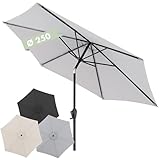 Doppler Sonnenschirm für den Garten Jack 250cm in Hellgrau - Runder Sonnenschirm für Balkon & Terrasse - Schirm knickbar - Balkonsonnenschirm - Kurbelschirm - Gartenschirm mit Kurbelfunktion