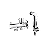 Ibergrif M22005, Zwei-Wege-Geräteventil mit Shattaf-Dusche, WC-Bidet Handbrause Set mit Douche und Halter, Schlauch, Chrom