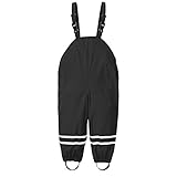 Kinder Matschhose Unisex Basic Ungefüttert Regenlatzhose Arbeitslatzhose wasserdichte Regenhose Regenbekleidung Wathose Regenhosen Für Jungen Atmungsaktive Matschanzug Schwarz 92