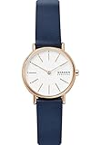 Skagen Signatur Uhr für Damen, Quarzwerk mit Edelstahl- oder Lederarmband, Blau und Weiß, 30MM